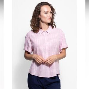 XiRENA CHAYSE TOP ROSE GOLD button down top striped spring boho contemporary